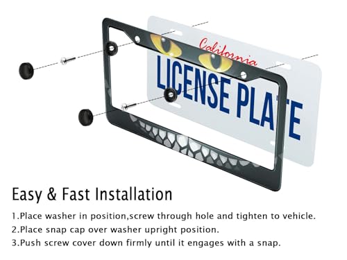 Smooffly Black Cat Glowing Eyes and a Sinister Smile License Plate Frame Metal License Plate Front Plates Frames Car Tag Frame for Women Men US Vehicles Standard 12.2 x 6.3 Inch