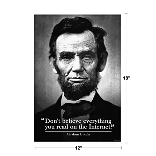 Image of Abraham Lincoln Poster Funny Classroom Posters Dont Believe Everything You Read On The Internet History Poster High School Decor Cool Wall Art Print Poster 12x18