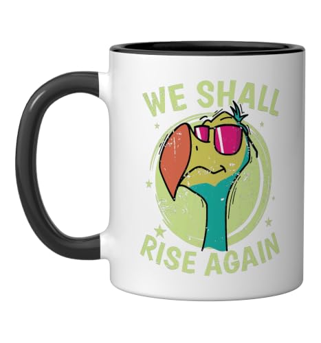 We Shall Rise Again Bird from Mauritius Ceramic Mug, Black/White