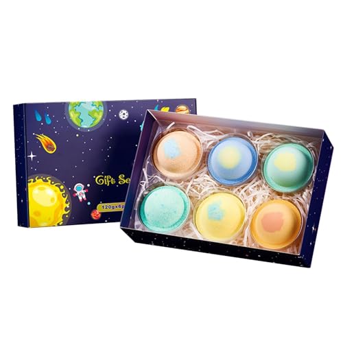Bath Balls - Planet Theme Bath Balls, 6-Piece Organic Natural Deep Cleansing, Bubble Salt Baths Ball Set For Relaxation Spa Show