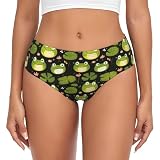 Ropa estilo bikini: corte cómodo que funciona como bragas con estampado de rana en hojas de loto para mujer, bragas para mujer, bragas para mujer, bragas para mujer y ropa interior de bikini para mujer, incluyendo ropa interior de bikini para mujer y ropa interior para mujer sin costuras