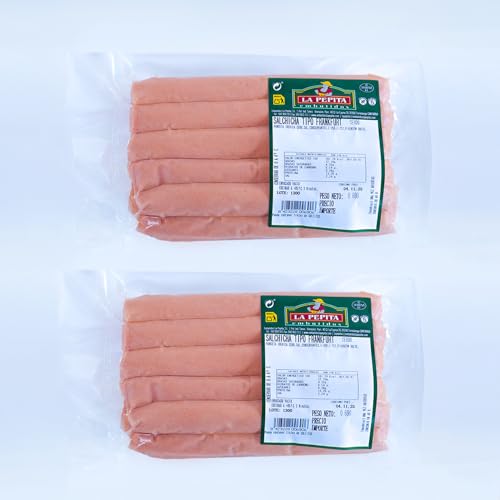 EMBUTIDOS LA PEPITA – Salchichas Frankfurt de Cerdo 100% Español | 10 Unidades envasadas al vacío | 650 gr, Pack 2 Und |Receta Tradiciona| Cocidas y Listas para Calentar