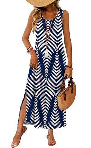 Image of WIHOLL Maxi Dress Summer Dresses 2026 Beach Vacation Clothes Sleeveless Sundresses with Pockets Boho S-3XL