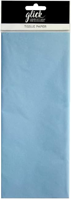 Glick Four Sheets of Light Blue Tissue Paper, Each Sheet 750mm x 500mm Tissue Paper Pale Blue, Pastel Blue Tissue Paper for Gift Wrapping, Birthday Blue Tissue Paper, Arts & Crafts