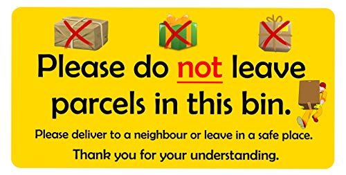 TOMSTRAD Adhesivo Letrero y aviso para papelera de ruedas. No deje paquetes en la papelera si no hay respuesta, déjelo con el vecino en su lugar! Cover