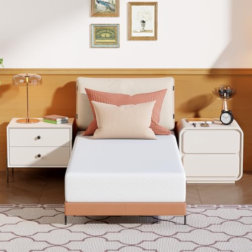 Image of FDW 10 Inch Twin Mattress, Medium Firm Base Foam, Breathable & Comfortable with Removable Washable Zipper Cover, Bed in a Box, CertiPUR-US Certified, White