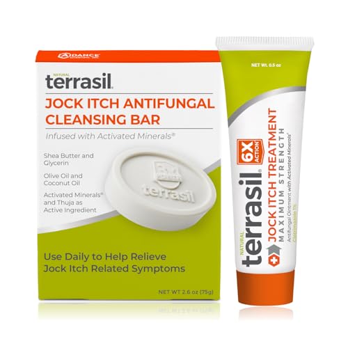 terrasil Jock Itch Antifungal Cream Extra Strength + Antifungal Soap 2-Product Care Kit with Clinically Proven Clotrimazole for Effective Jock Itch Treatment & Relief (.5oz Tube + 75g bar)