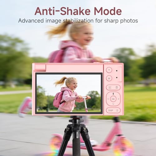 4K 64MP Digital Camera with 32GB TF Card, 3" 180° Flip Screen Autofocus Camera with 16x Zoom and Macro, Compact Rechargeable Vlogging Camera Gifts for Kids Beginners Adults Pink - Image 5