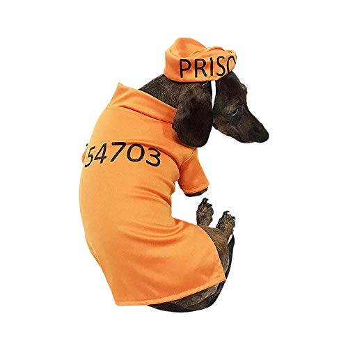 Disfraz Prisionero Naranja para Perro Grande miniatura 3