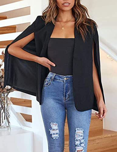 Perbai Womens Casual Cape Blazer Split Sleeve Open Front Work Office OL Blazers Jacket2