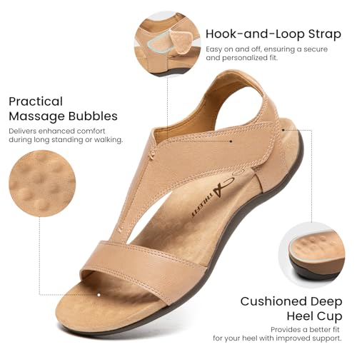Image of Athlefit Orthopedic Sandals for Women Comfortable Beach Orthotic Sandals with Arch Support