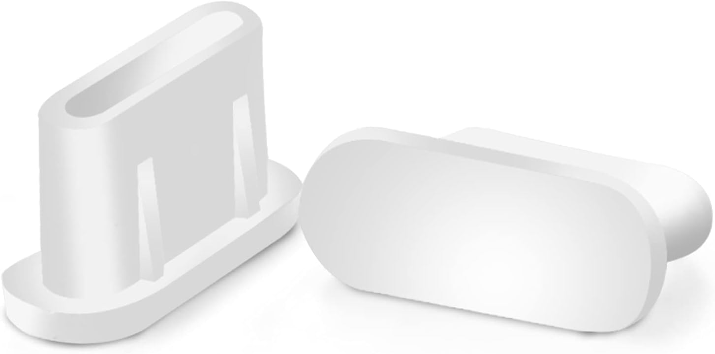 USB Type C Silicone Protectors Cap Port Cover, White, 20-Pack | Anti Dust, 0.37 x 0.16 x 0.24 inches