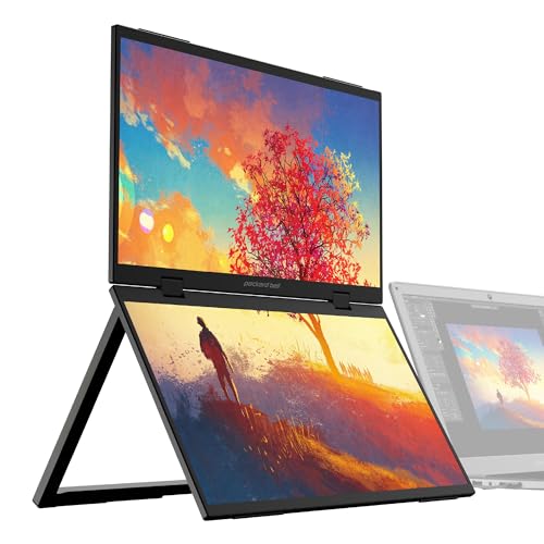 Packard Bell airFrame Dual 15.6-inch Portable Monitor, USB-C and HDMI, Vertical Stacking Display