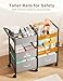 Twinkoo Baby Diaper Caddy Organizer, 3 Tier Rolling Storage Cart with Dividers and Drawers, Bedside Utility Cart for Nursery Essentials, Large Capacity Mobile Storage Cart for Crib, Bedroom