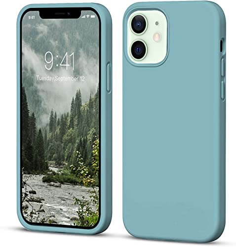 Image of DIZORO Microfiber Candy Case Compatible for iPhone 12 Smooth Touch Cushion Liquid Soft Silicone Gel Rubber Phone Cases Non-Slip Full Body Protective Shockproof Back Cover (Cactus)