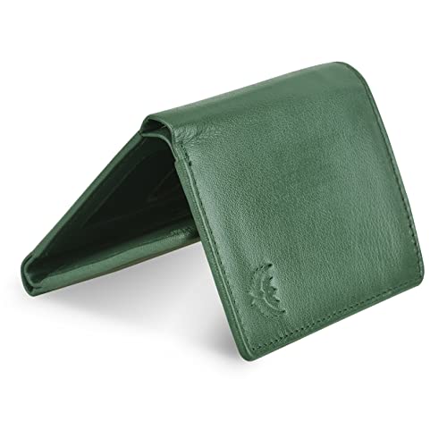 Image of LORENZ Trifold Closure Forest Green RFID Blocking Leather Wallet for Men with ID Slot | Soft Nappa Top Grain Men's Leather Wallet | GL-15