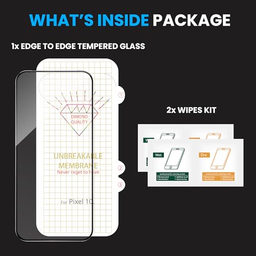 Image of FIRST MART Front Tempered Glass and Back Nano Membrane for Google Pixel 10 with Installation Kit | Edge-to-Edge, Scratch Resistant, Case-Friendly | Black