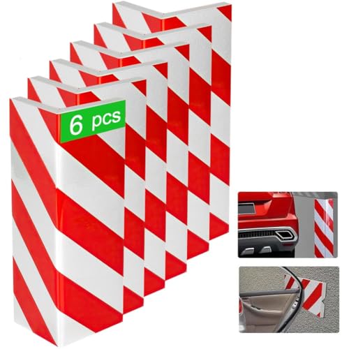 NOOGUI - Protector Columnas Garaje - Protector Pared Garaje - Espuma 2 cm Alta Densidad - Autoadhesivo Reflectante - Protector Columna Parking - 40x15x2 Cm - Rojo y Blanco - 6pcs
