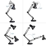 TORCHSTAR Metal Desk Lamp with Clamp, Swing Arm, Architect Adjustable Gooseneck Table Lamp, Clip Desk Lights for Home Office, Work, Study, Reading, E26 Base, Multi-Joint, Black - Image 5