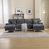 【Tissu de haute qualité】 Le tissu chenille, rempli d'éponge haute densité, rend ce canapé sectionnel beau, confortable et parfaitement assorti.