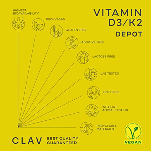 Vitamine D3 K2 Vegan - Vitamine D3 5000 IE + 200μg Vitamine K2 MK7 Depot per Capsule - Eenvoudige en Sterke Dosering… - Image 8