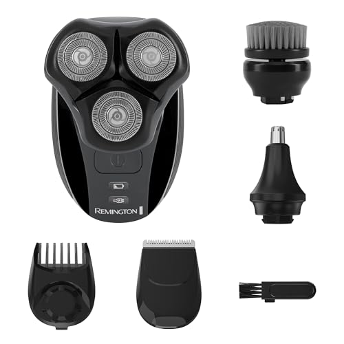 Remington Balder 3 Head Shaver Dual-Track Cutting Heads Multi-Directional Pivot 45 Minute Run Time 100 Percent Waterproof Complete Grooming Kit with Beard Trimmer Nose and Ear Trimmer