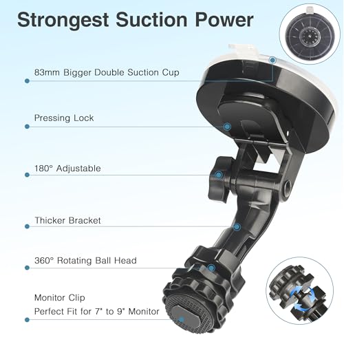 Image of Backup Camera Monitor Mount,(7 /9in)Upgraded Rear View Camera Display Monitor Suction Cup Holder, Rv Windshield Back Up Camera Screen Mounting Bracket,Car Rearview Reverse Cam Window Mount Kit