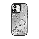 CASETiFY メタル グレーズ iPhone 16 ケース [傷つけ防止/鏡面(スマホカバー) / MagSafe対応] - Chrome Doodle - シルバー (ブラックバンパー)