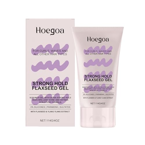 2 unidades Strong Hold Flaxseed Gel – Gel para rizos definidos extra fuerte para rizos definidos, larga duración, brillo de larga duración, adecuado para el método rizado, fuerza esculpida, 150 ml