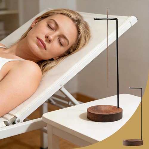 7-in-1 Räucherstäbchen Halter, Inklusive Metallhalter mit Holzbasis & 5 Räucherstäbchenhalter, Umgedrehter Incense Holder für Yoga, Meditation, Aromatherapie, Raumdekoration, Büro & Schlafzimmer