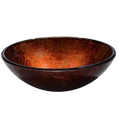 Aquaterior Modern Bathroom Round Artistic Tempered Glass Vessel Vanity Sink Bowl Basin Spa