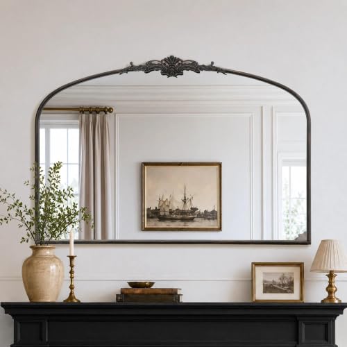Besdomus Vintage Arched Black Mirror: 48"x33" Oversized Decorative Mirrors