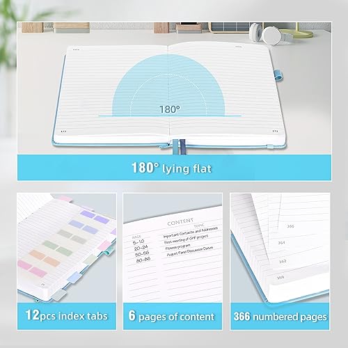 Journal Notebook with 365 Numbered Pages, Large A5 College Ruled Notebook for Work, Hardcover Leather Journal for Women Men, Lined Journals Notebook with Index Stickers for Writing image 5