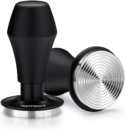 Normcore 51mm Espresso Coffee Tamper with Ripple Base - Spring Loaded Tamper - 15lb / 25lb / 30lbs Replacement Springs - Anodized Aluminum Handle and Stand