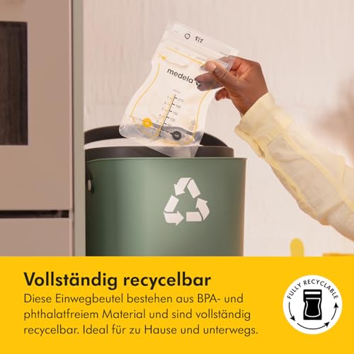 Medela Easy Pour Einweg-Muttermilchbeutel 210 ml – Auslaufsicheres Design mit Milchschutz – BPA-freie Aufbewahrungsbeutel – 50er Pack