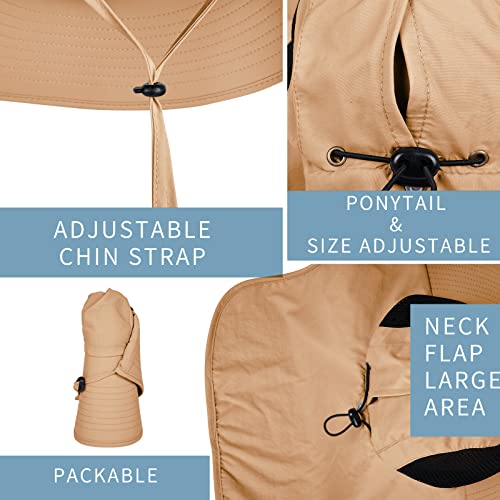 Sun Hat for Men Women with Neck Flap,UPF 50+ UV Protective Hiking Fishing Hats,Wide Brim Sun Hat for Women&Men