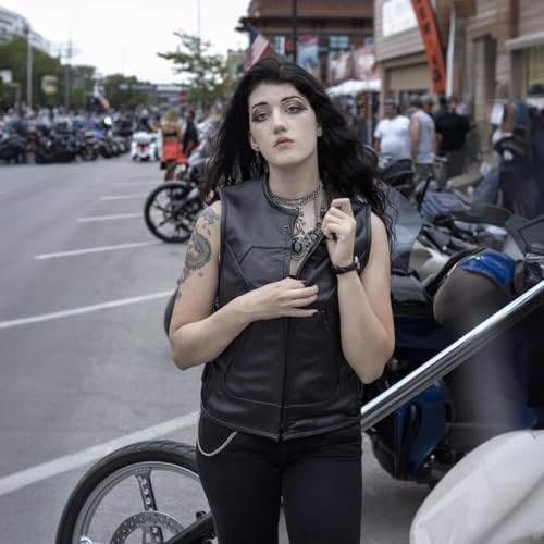 Image of Milwaukee Leather Premium Motorcycle Biker Rider Leather Vest for Women |LKL|ML|MLL|SH