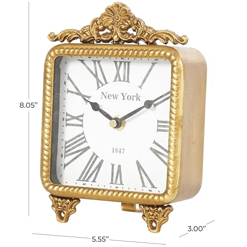 Reloj de metal de estilo antiguo dorado para decorar mesas de salón 7
