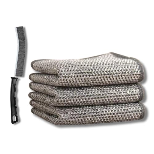 KRUJYAM Non-Scratch Wire Dish cloth & Gaps Cleaning Brush, Multipurpose Wire Dishwashing Rags for Wet and Dry, Easy Rinsing, Reusable, Wire Cleaning Cloth for Kitchen, Sinks, Pots, Pans (3) (B0CZRY2ZT3) Amazon Price History, Amazon Price Tracker