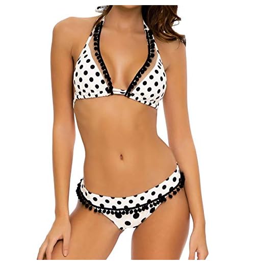 Gybify Kvinnor sexig hållare bikini set tofs pricktryck baddräkt neckholder klassisk triangel rygglös bikinitopp baddräkt strandkläder baddräkter