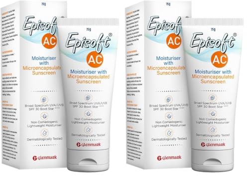 Image of Episoft AC Moisturiser with Sunscreen | Blocks 97% UVB rays | Lightweight, non-greasy | Fragrance free | Acne safe | Single step skincare | Suitable for all Skin types | 2 in 1 product (Pack of 2)
