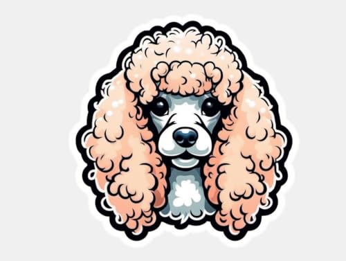 Image of Cute Poodle Dog Sticker Vinyl Decal Waterproof Dog Lover Sticker for Laptop Water Bottle Car Notebook Window Pet Lover Gift Puppy Dog 5 Inch