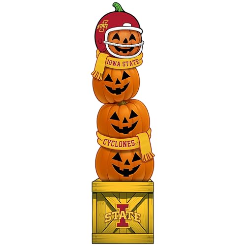 Fan Creations NCAA Iowa State Cyclones 46-Inch Pumpkin Stacked Leaner with Helmet