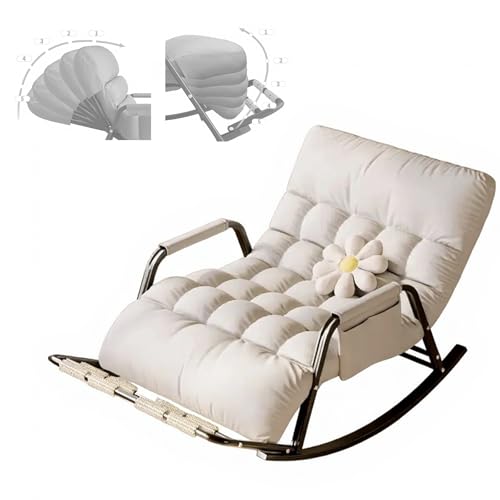 Chaise berçante double haut de gamme avec dossier réglable blanc