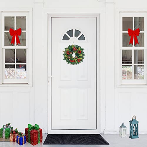 Turnmeon Pre-Lit Christmas Wreath With Timer 40 Color Lights 100 Realistic Tips 45 Red Berries 5 Pinecone 16 Inch Christmas Wreath Decorations For Front Door Home Xmas Indoor Outdoor Decor #TOP6