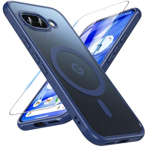 Coque Pixel 9A bleu translucide de qualité militaire avec protection écran