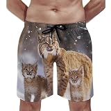 Pantalones Cortos Impresión De La Familia Lynx De Canadá Bañador Hombre Casuales Swim Trunks Ajustable Shorts De Baño para Correr Piscina Viajes XXL
