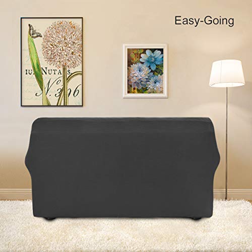 Easy-Going Stretch Sofa Slipcover Couch Sofa Cover Furniture Protector Soft with Elastic Bottom for Pets Kids Children Dog Spandex Jacquard Fabric Small Checks (Medium, Dark Gray) - Image 5