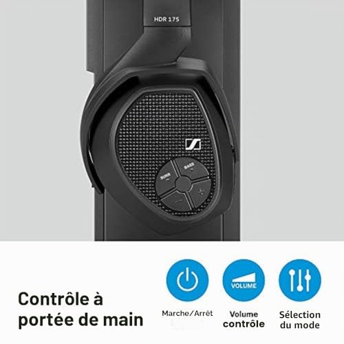 Sennheiser RS 175 – Casque PC Sans Fil RF pour Système TV avec Renforcement des Basses et Mode Son Surround, Compact et Ergonomique, Casques Sans Fil pour TV, Noir