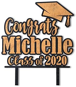 Graduation Cake Topper or Cup Cake Personalized Wood Name 2021 Decoration Rustic Graduate Custom Tier Cake Toppers Party Favors for Son Daughter